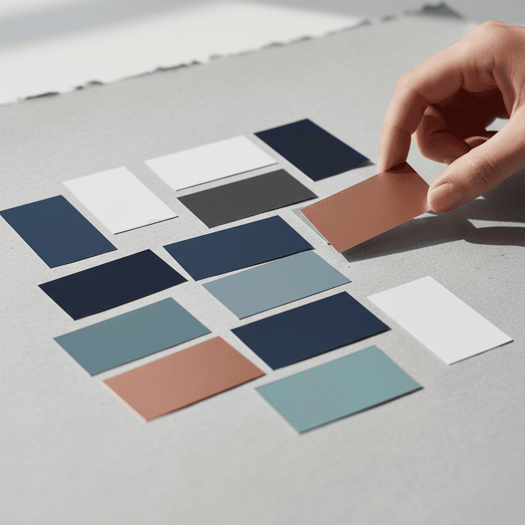 Brand color palette swatches next to a style guide